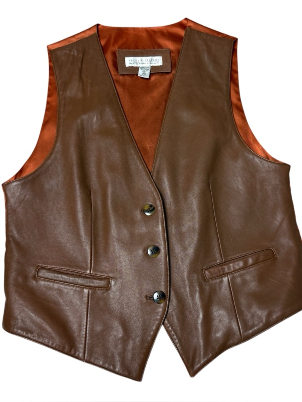 Vintage leather vest Valerie Stevens Leather Vest brown lambskin